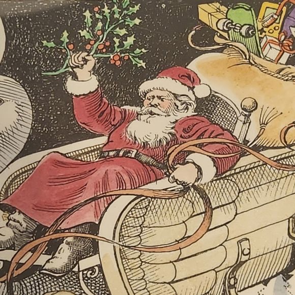 Flying Rabbit Merry Christmas Print Signed by Charles Hazard Matted Silver Frame - Picture 2 of 11